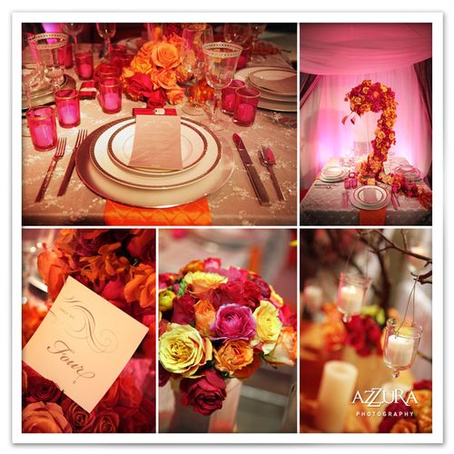 Pink and orange wedding centerpieces